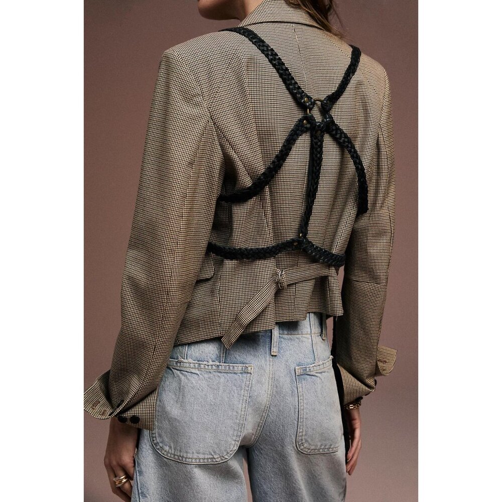 NWT Free People Nagini Braided Harness Black Leather Body Strappy Belt NEW M/L